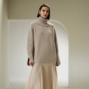 Oversized Merino Wool Sweater with Slit Sleeves